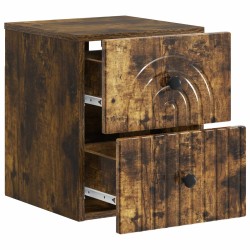 Cabinet de chevet mural 2 pcs Chêne fumé 33 x 34,5 x 40 cm 634144634144