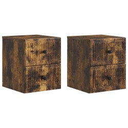 Cabinet de chevet mural 2 pcs Chêne fumé 33 x 34,5 x 40 cm 634154634154