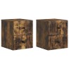 Cabinet de chevet mural 2 pcs Chêne fumé 33 x 34,5 x 40 cm 634154634154