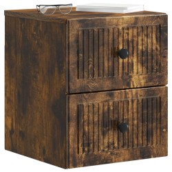 Cabinet de chevet mural 2 pcs Chêne fumé 33 x 34,5 x 40 cm 634154634154