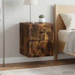 Cabinet de chevet mural 2 pcs Chêne fumé 33 x 34,5 x 40 cm 634154634154