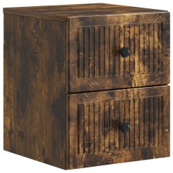 Cabinet de chevet mural 2 pcs Chêne fumé 33 x 34,5 x 40 cm 634154634154