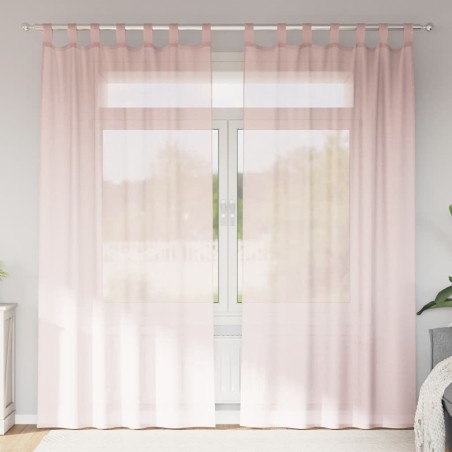 Voilages à œillets 2 pcs rose clair 140 x 225 cm 634158634158