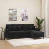 Canapé à 3 places avec repose-pieds Noir 180 cm Velours 634161634161