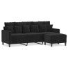 Canapé à 3 places avec repose-pieds Noir 180 cm Velours 634161634161