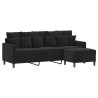 Canapé à 3 places avec repose-pieds Noir 180 cm Velours 634161634161