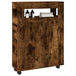 Meuble étroit de salle de bain à roulettes chêne fumé 634163634163