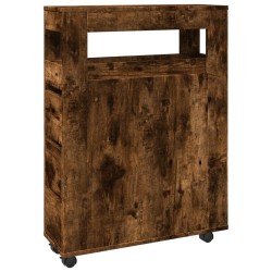Meuble étroit de salle de bain à roulettes chêne fumé 634163634163