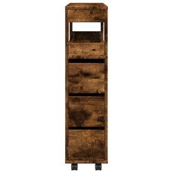 Meuble étroit de salle de bain à roulettes chêne fumé 634163634163