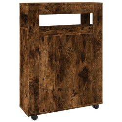 Meuble étroit de salle de bain à roulettes chêne fumé 634163634163