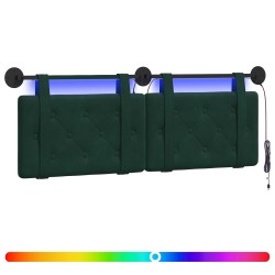Tête de lit suspendue Avec lumière LED Vert foncé Velours 634166634166