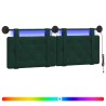Tête de lit suspendue Avec lumière LED Vert foncé Velours 634166634166