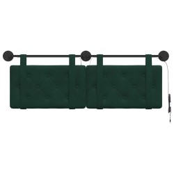 Tête de lit suspendue Avec lumière LED Vert foncé Velours 634166634166
