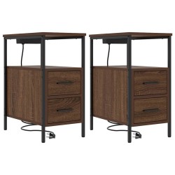 Cabinet de chevet avec tiroir 2 pcs Chêne brun 30 x 48 x 61 cm 634169634169