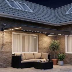Auvent rétractable électrique Taupe 100% Polyester et Aluminium 634183634183