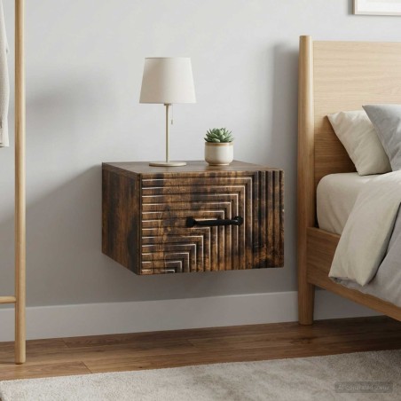 Cabinet de chevet mural 2 pcs Chêne fumé 34,5 x 33 x 20 cm 634186634186