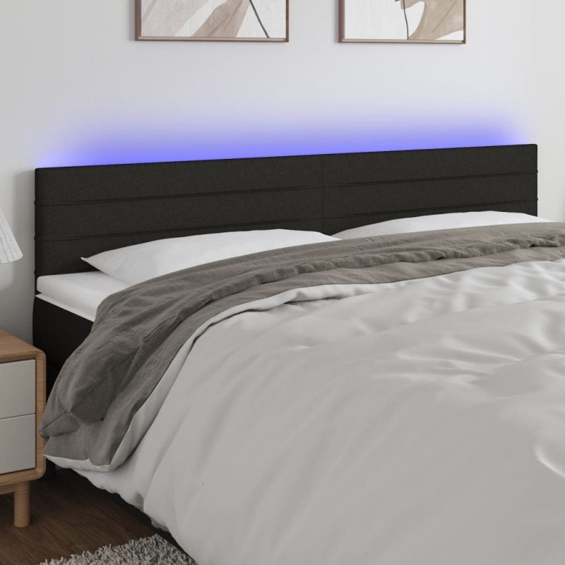 Tête de lit à LED Noir 180x5x78/88 cm Tissu 634187634187