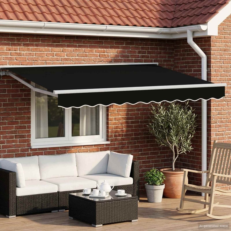 Auvent rétractable électrique Noir et Blanc 3 x 2,5 m 634191634191
