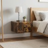 Cabinet de chevet mural 2 pcs Chêne fumé 33 x 34,5 x 20 cm 634197634197