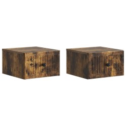 Cabinet de chevet mural 2 pcs Chêne fumé 33 x 34,5 x 20 cm 634197634197