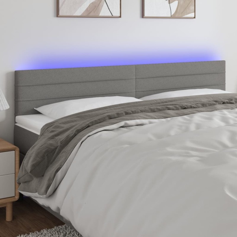 Tête de lit à LED Gris foncé 160x5x78/88 cm Tissu 634211634211
