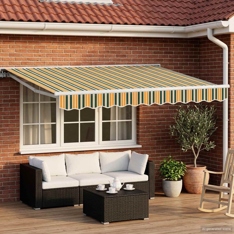 Auvent rétractable électrique Vert, Jaune, Blanc 3 x 2,5 m 634214634214