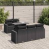 Salon de jardin 6 pcs avec coussins noir résine tressée 634219634219