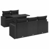 Salon de jardin 6 pcs avec coussins noir résine tressée 634219634219