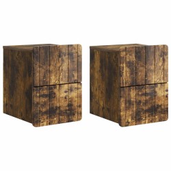 Cabinet de chevet mural 2 pcs Chêne fumé 33 x 34,5 x 43 cm 634221634221