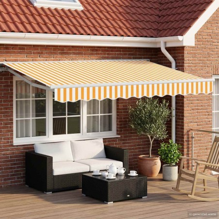 Auvent rétractable électrique Jaune et blanc 3 x 2,5 m 634228634228