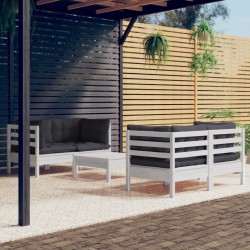 Salon de jardin 5 pcs avec coussins anthracite bois de pin 634234634234