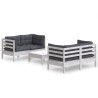 Salon de jardin 5 pcs avec coussins anthracite bois de pin 634234634234