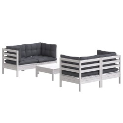 Salon de jardin 5 pcs avec coussins anthracite bois de pin 634234634234
