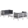 Salon de jardin 5 pcs avec coussins anthracite bois de pin 634234634234