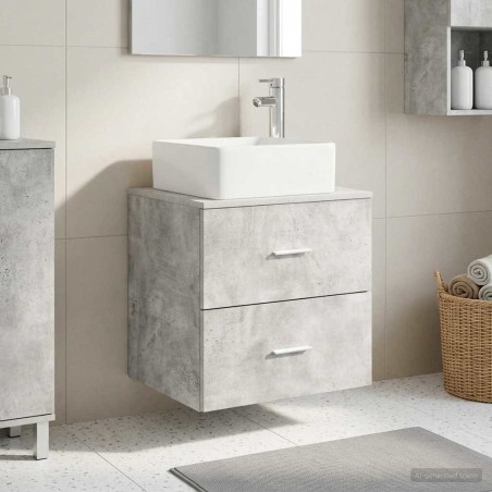 Vanité de lavabo mural Gris béton 53 x 34,5 x 63 cm 634241634241
