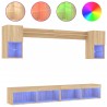 Unités murales TV avec LED 6 pcs chêne sonoma bois d'ingénierie 634245634245