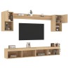Unités murales TV avec LED 6 pcs chêne sonoma bois d'ingénierie 634245634245