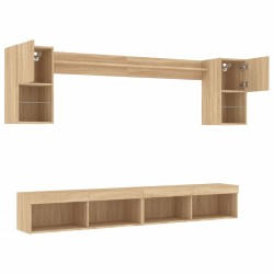 Unités murales TV avec LED 6 pcs chêne sonoma bois d'ingénierie 634245634245