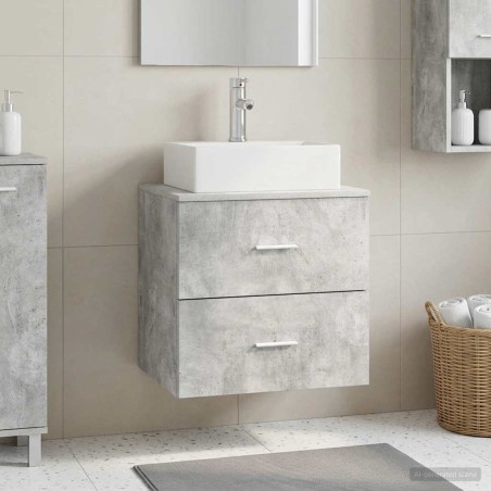 Vanité de lavabo mural Gris béton 49,5 x 41 x 62,5 cm 634249634249