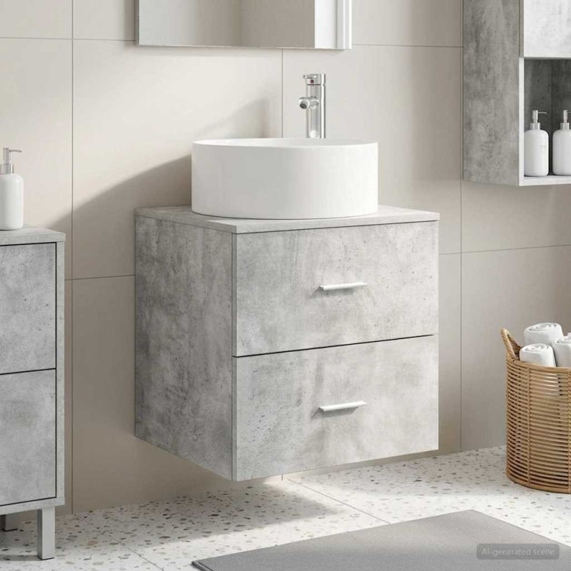 Vanité de lavabo mural Gris béton 49,5 x 44,5 x 65,5 cm 634250634250