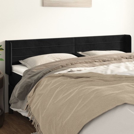Tête de lit avec oreilles Noir 203x16x78/88 cm Velours 634254634254