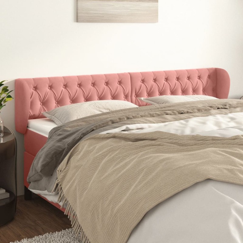 Tête de lit avec oreilles Rose 203x23x78/88 cm Velours 634265634265