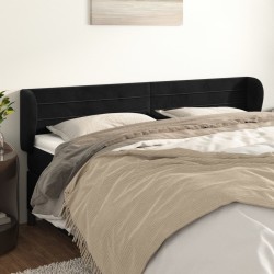 Tête de lit avec oreilles Noir 203x23x78/88 cm Velours 634266634266