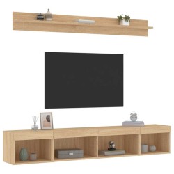 Unités murales TV avec LED 5 pcs chêne sonoma bois d'ingénierie 634275634275