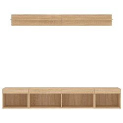 Unités murales TV avec LED 5 pcs chêne sonoma bois d'ingénierie 634275634275