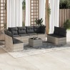 Salon de jardin 9 pcs avec coussins gris clair résine tressée 634282634282