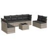 Salon de jardin 9 pcs avec coussins gris clair résine tressée 634282634282