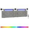 Tête de lit suspendue Avec lumière LED Gris clair Velours 634284634284