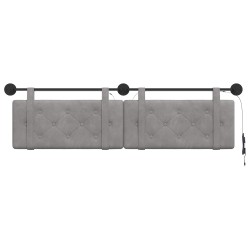 Tête de lit suspendue Avec lumière LED Gris clair Velours 634284634284