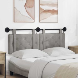 Tête de lit suspendue Avec lumière LED Gris clair Velours 634285634285